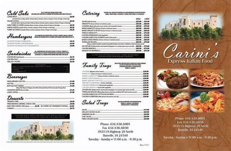 carini's express italian food danville menu  They also have a Salad Bar